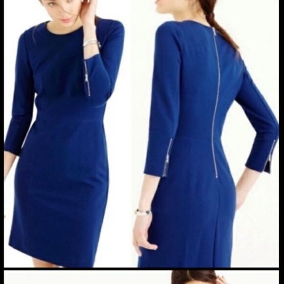 J. Crew 3/4 Sleeve Structured Ponte Sheath Dress Black 0 - Picture 6 of 6